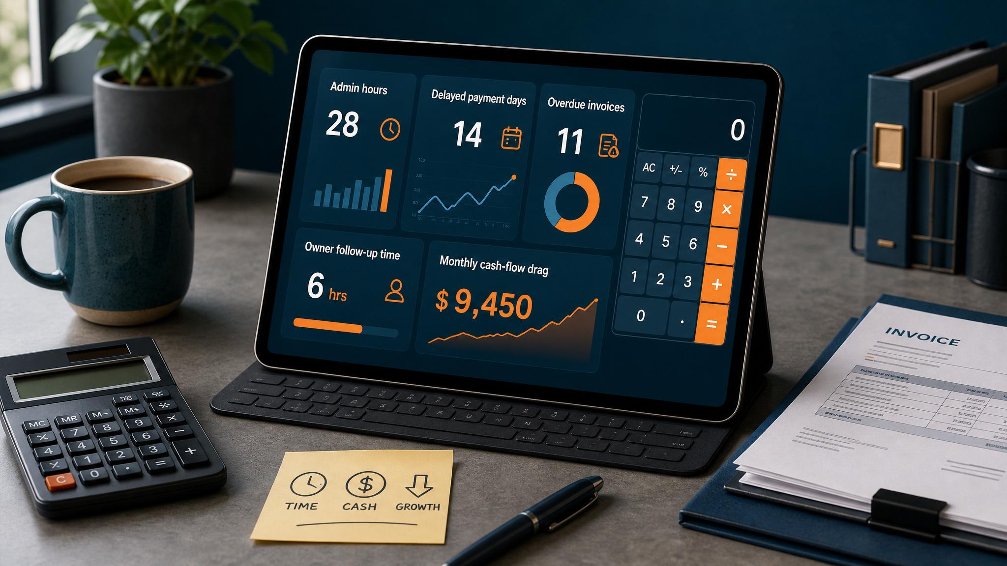 Manual invoicing cost calculator dashboard for small business billing delays