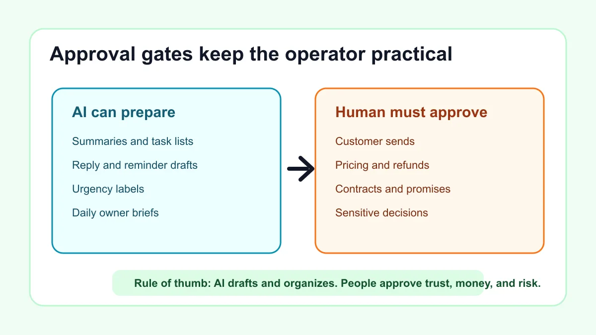 AI business operator approval gates